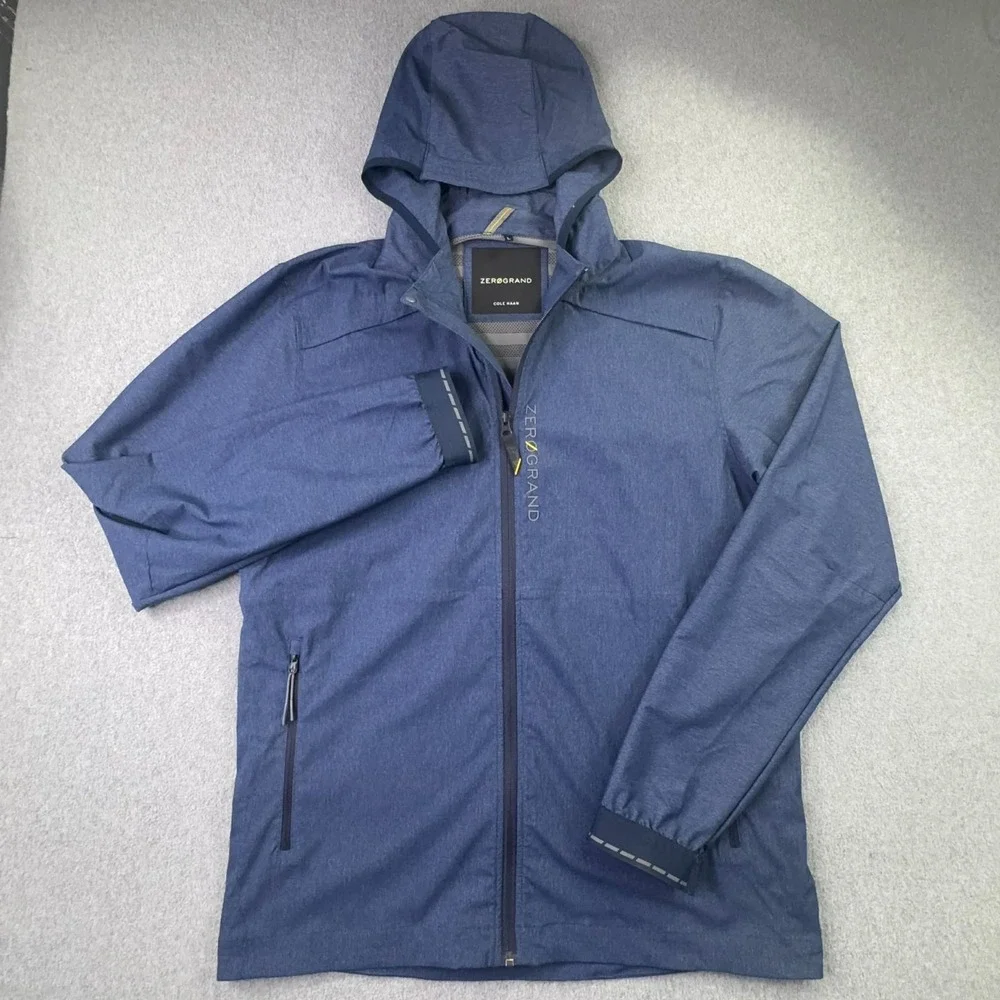 Cole Haan ZeroGrand Utility‎ Jacket Mens L Blue Zip Vented Water Wind Resistant